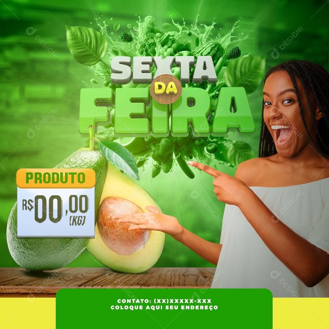 Sexta da Feita Frutas Legumes Social Media PSD Editável