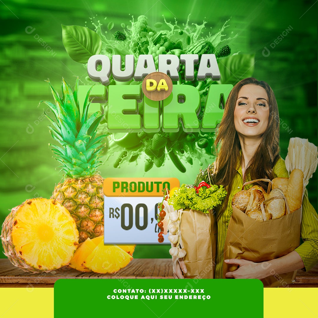 Quarta da Feita Frutas Legumes Social Media PSD Editável