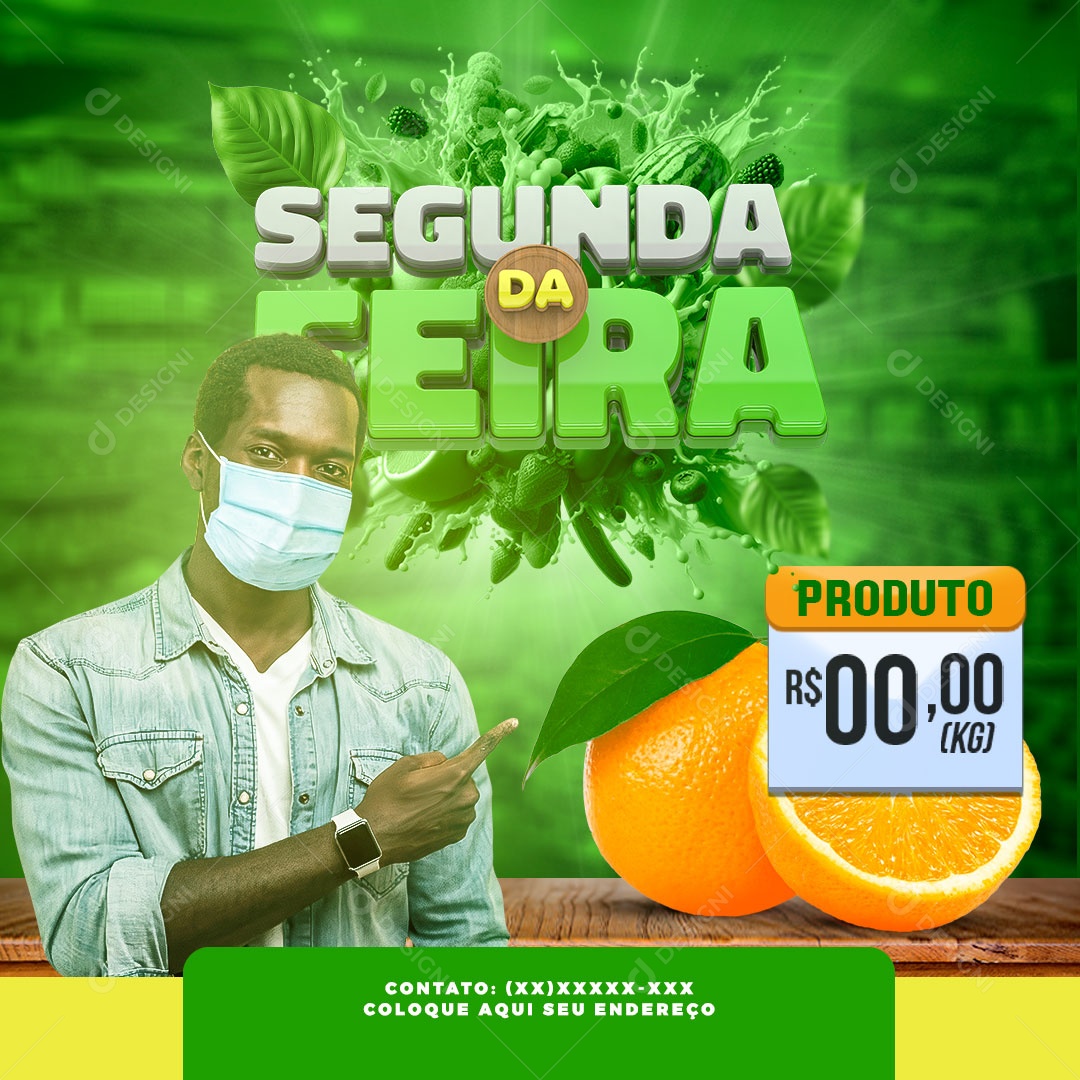 Segunda da Feita Frutas Legumes Social Media PSD Editável