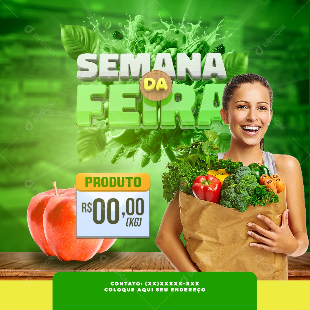 Semana da Feira Frutas Legumes Social Media PSD Editável