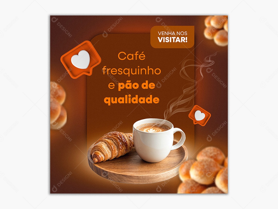 Post Social Media Padaria Template PSD Editável