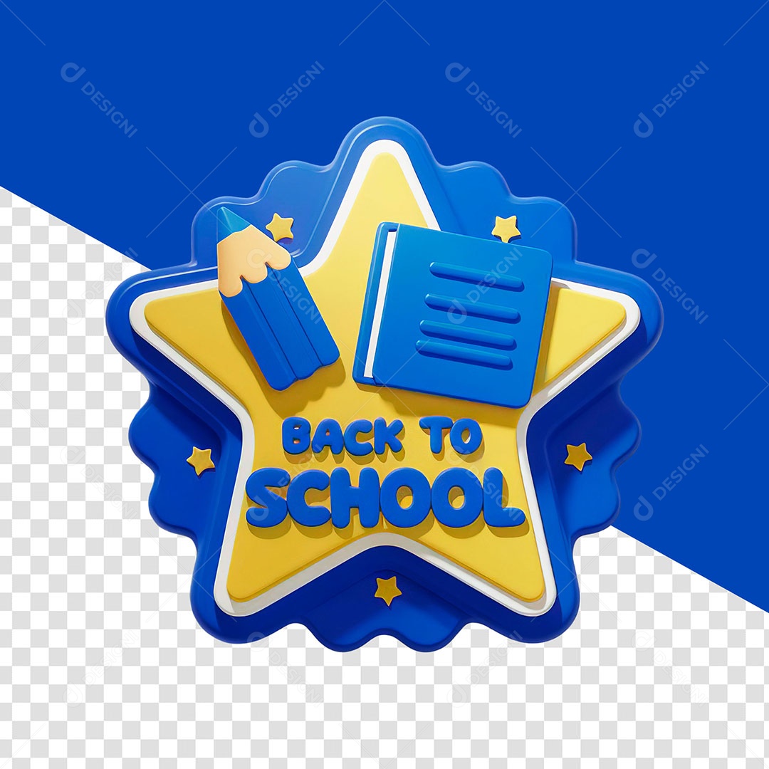 Elemento 3D Volta às Aulas para Composição PSD