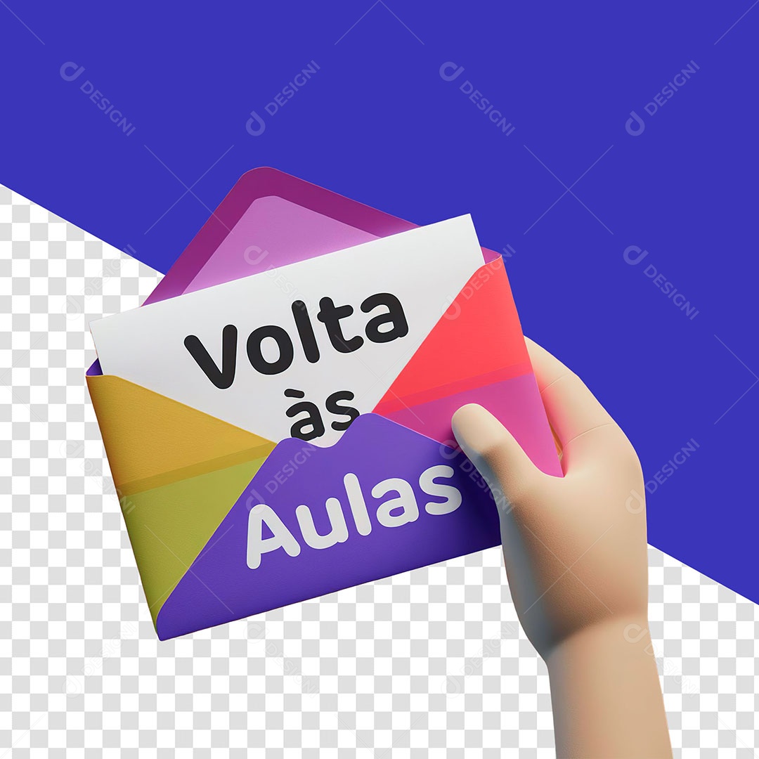 Elemento 3D Volta as Aulas para Composição PSD