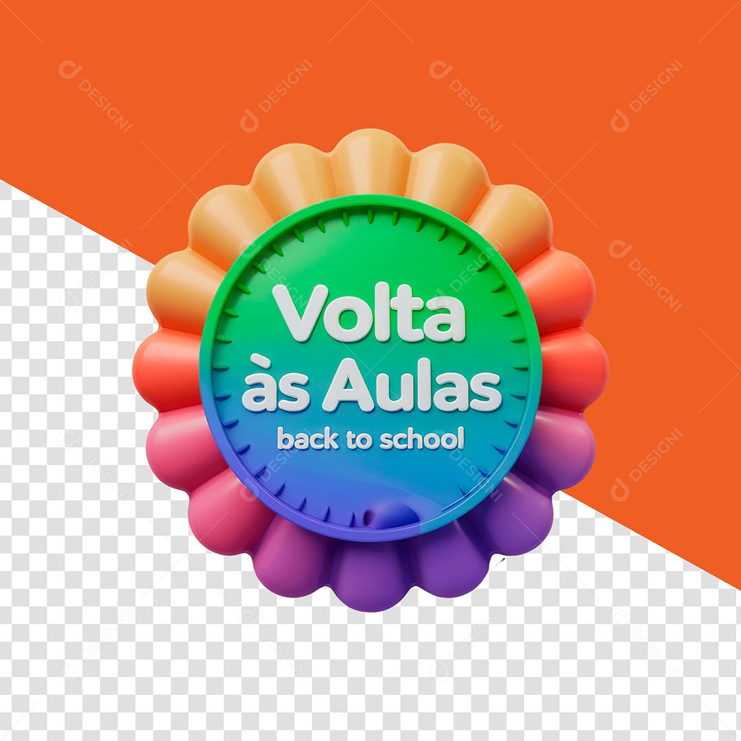 Elemento 3D Volta as Aulas para Composição PSD