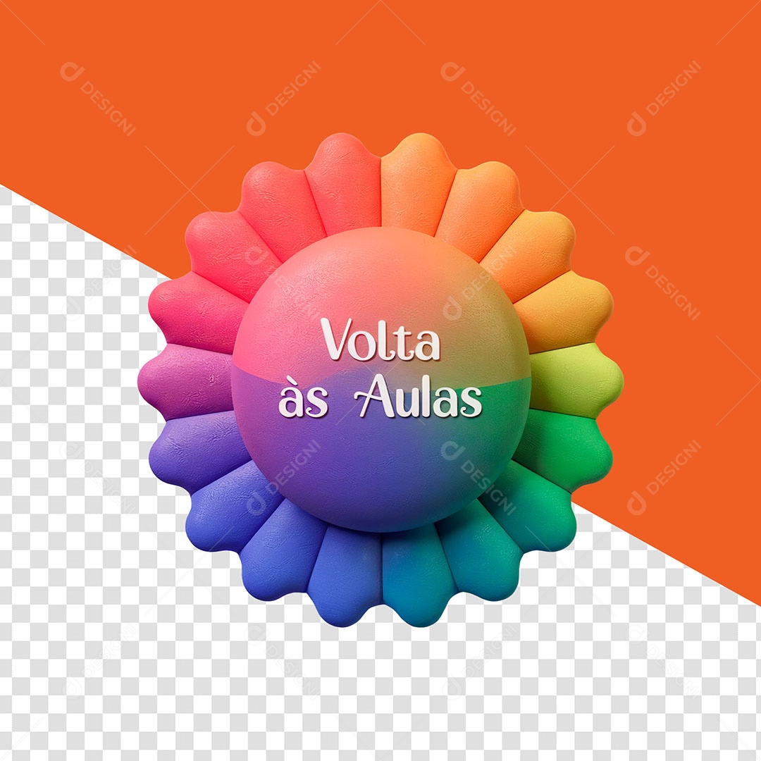 Elemento 3D Volta as Aulas para Composição PSD