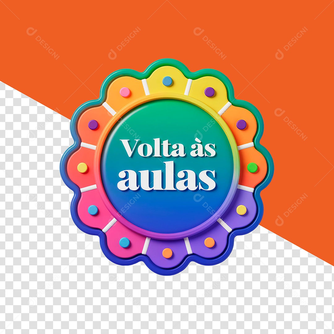 Elemento 3D Volta as Aulas para Composição PSD