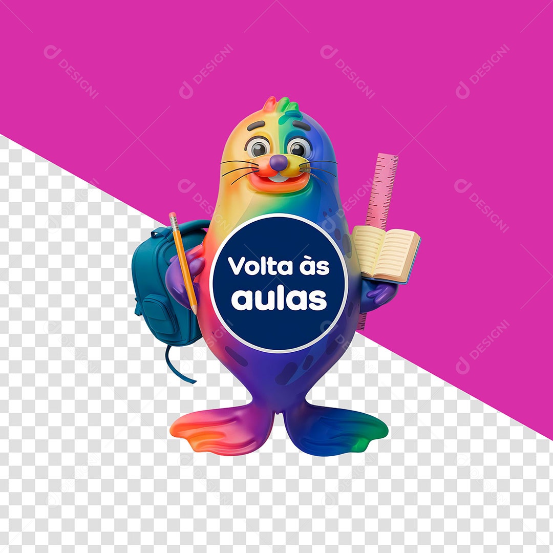 Elemento 3D Volta às Aulas para Composição PSD