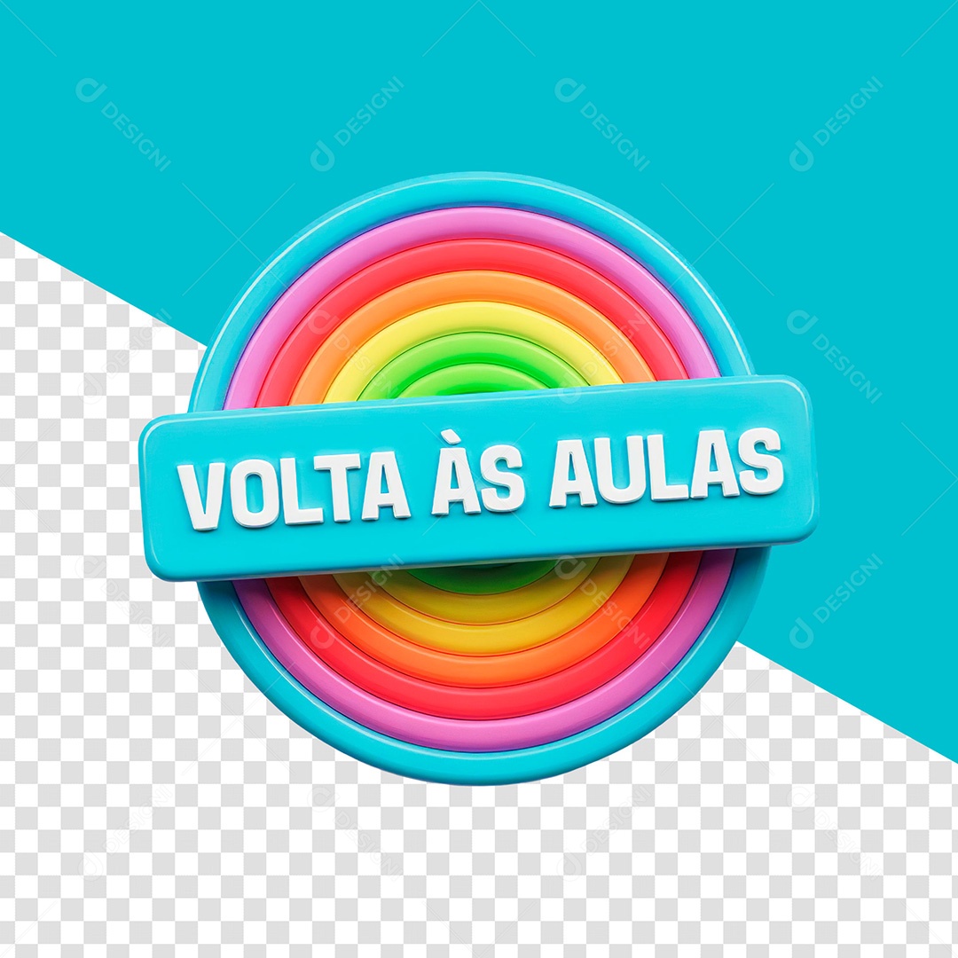 Elemento 3D Volta as Aulas para Composição PSD