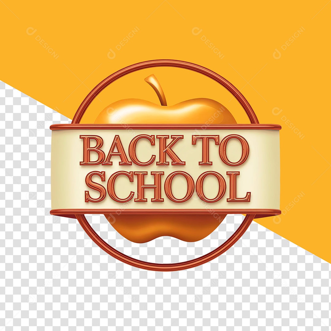 Elemento 3D Volta as Aulas para Composição PSD