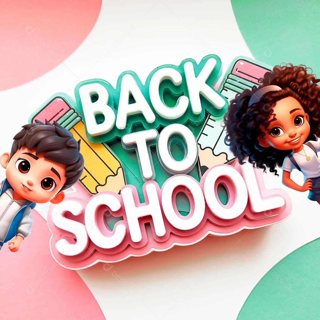 Elemento 3D Volta as Aulas para Composição PSD