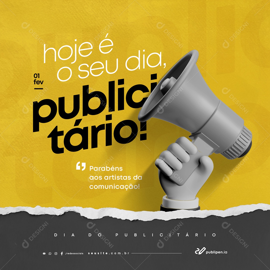 Dia do Publicitário 01 de Fevereiro Hoje é o Seu Dia Social Media PSD Editável