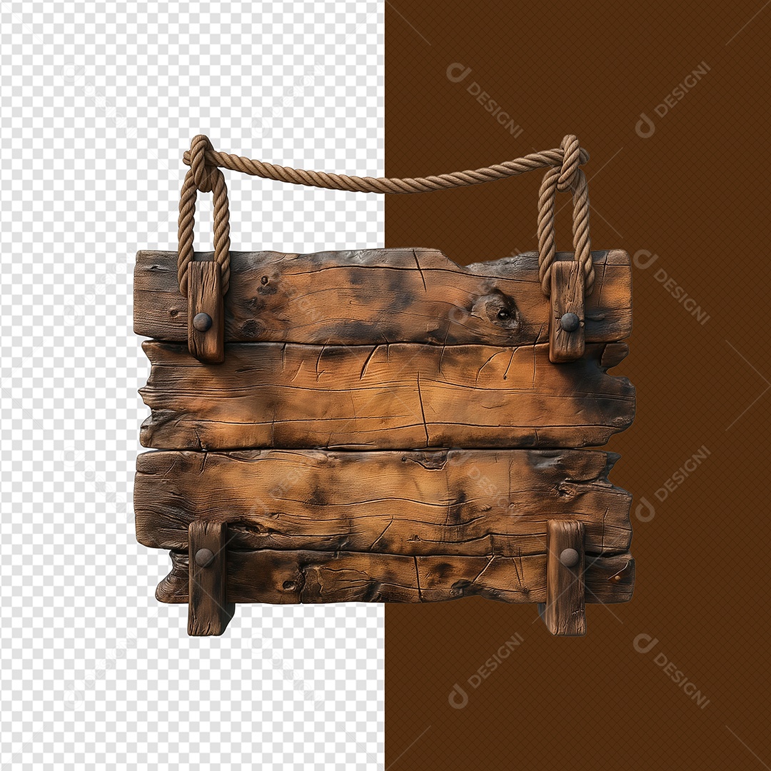 Elemento 3D Placa de Madeira para Composição PSD