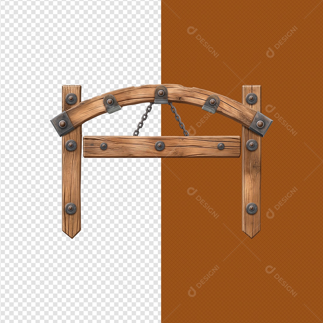 Elemento 3D Placa de Madeira para Composição PSD