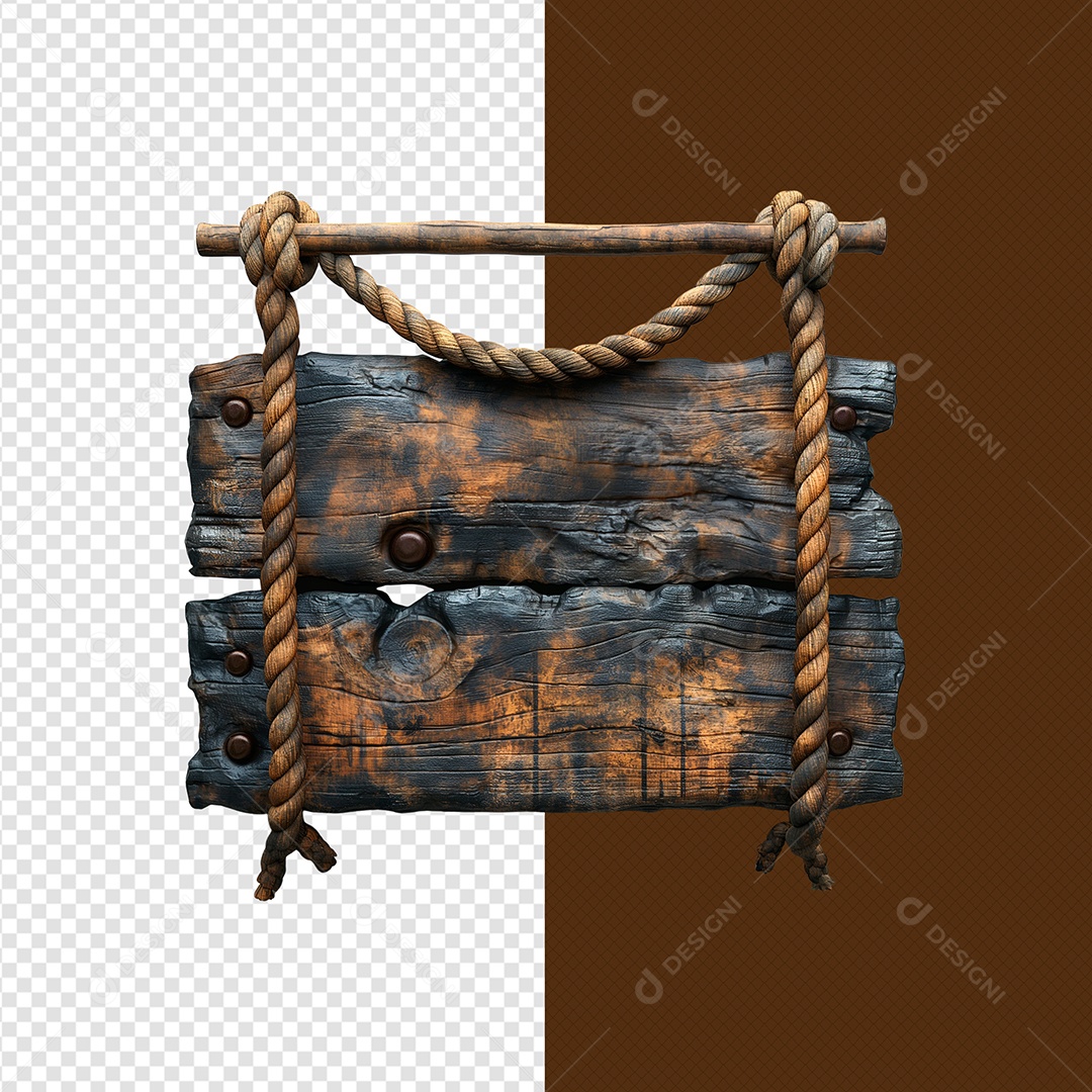 Elemento 3D Placa de Madeira para Composição PSD