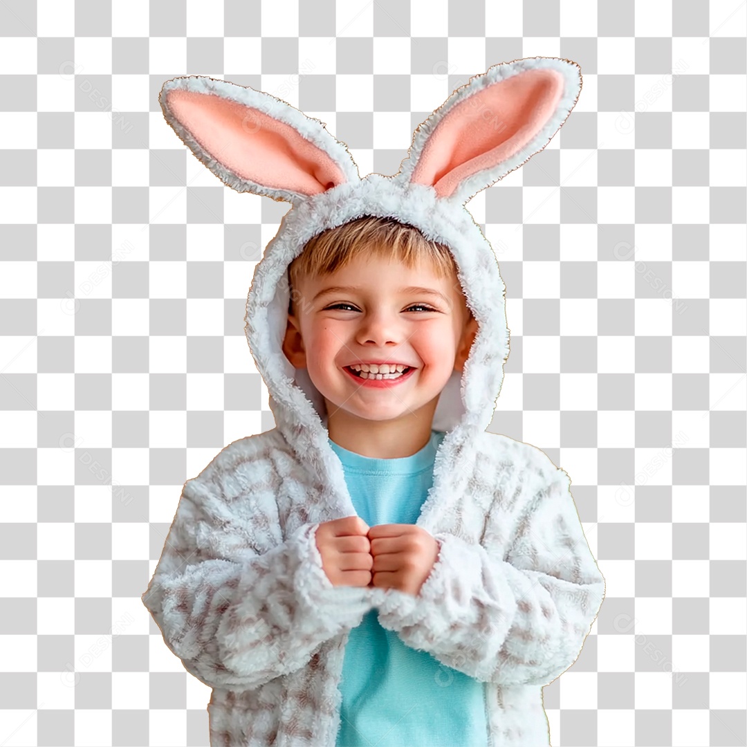 Menino Vestido de Coelho PNG Transparente