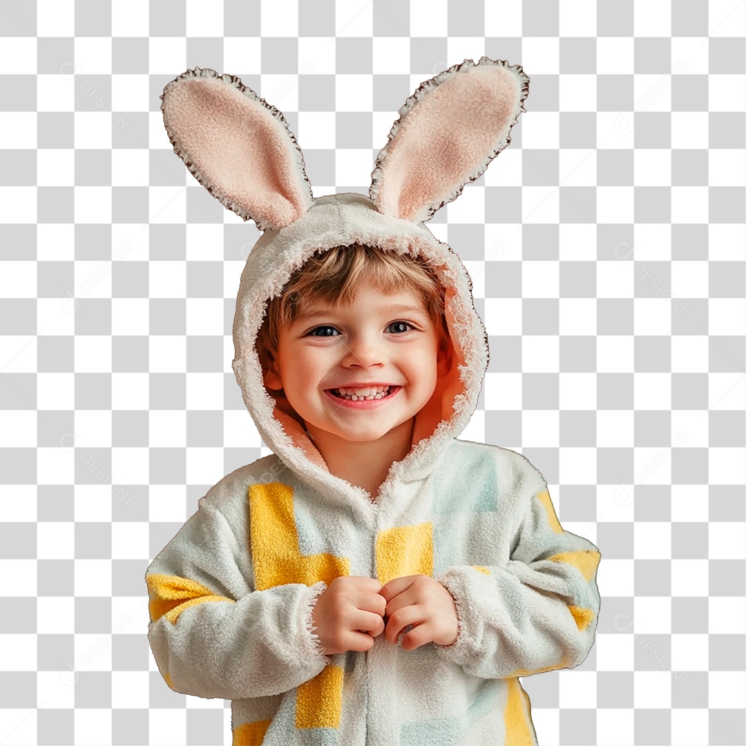 Menino Vestido de Coelho PNG Transparente