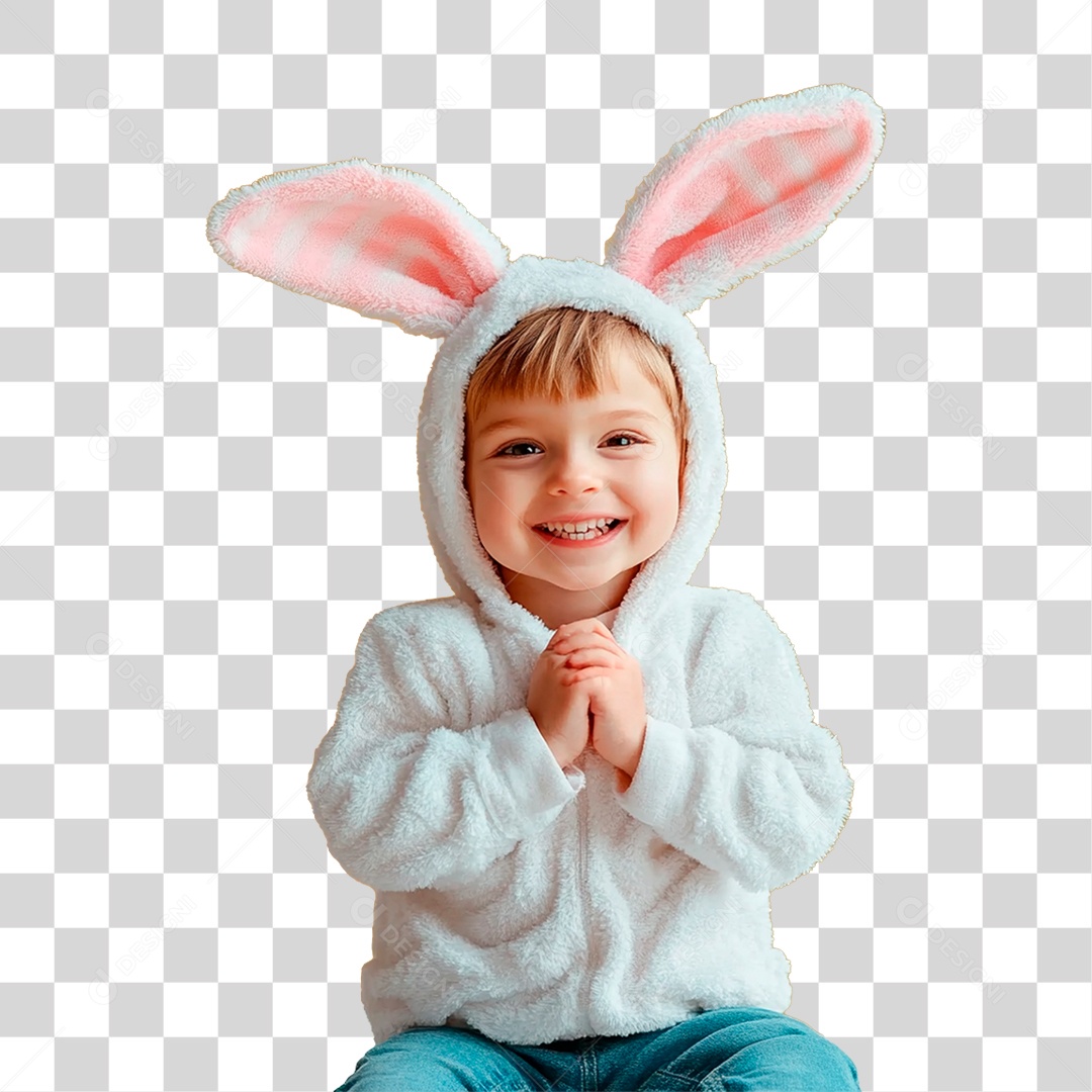 Menino Vestido de Coelho PNG Transparente