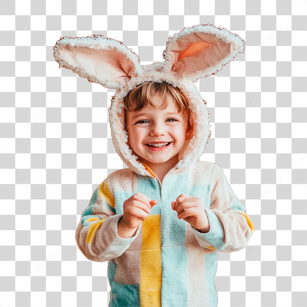 Menino Vestido de Coelho PNG Transparente