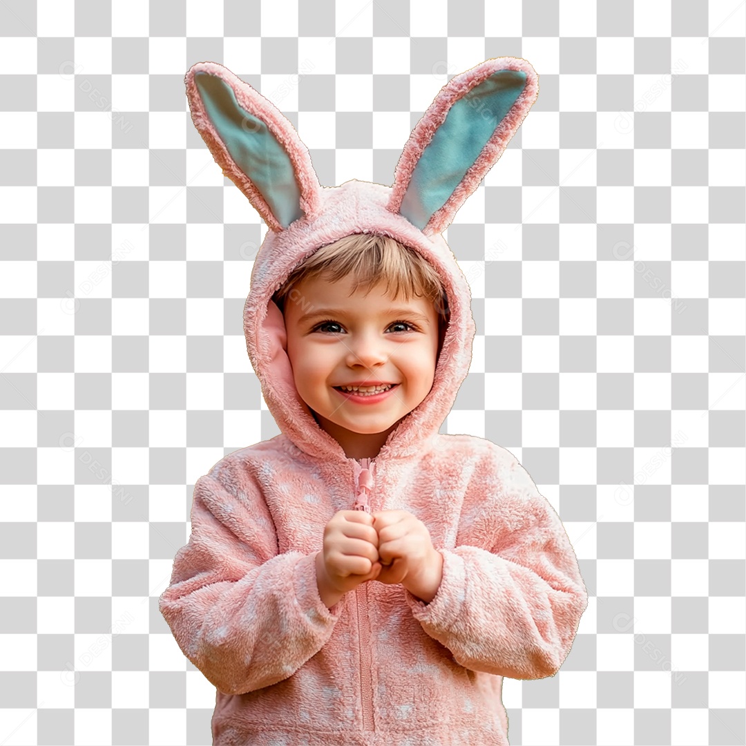 Menino Vestido de Coelho PNG Transparente