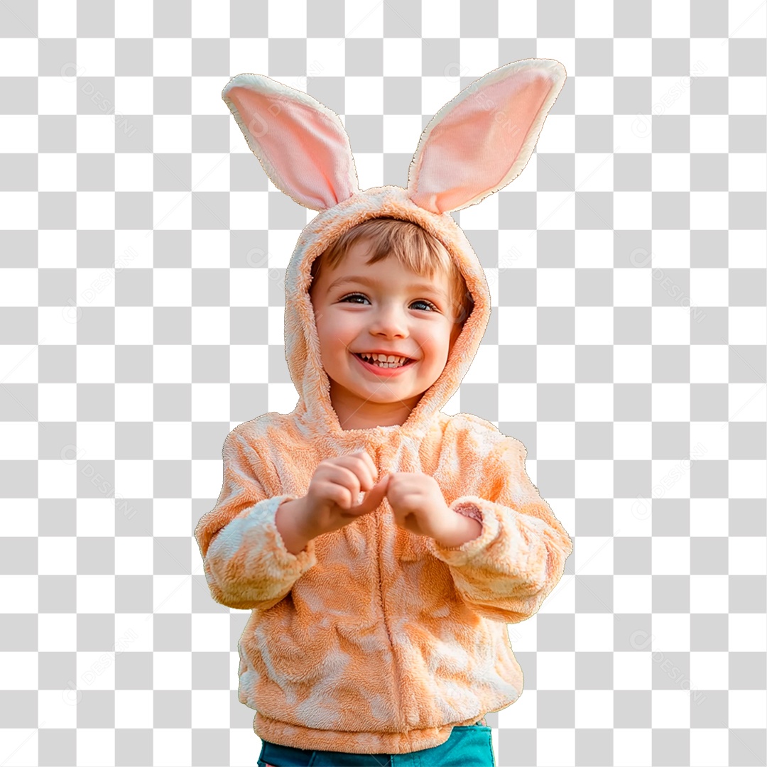 Menino Vestido de Coelho PNG Transparente
