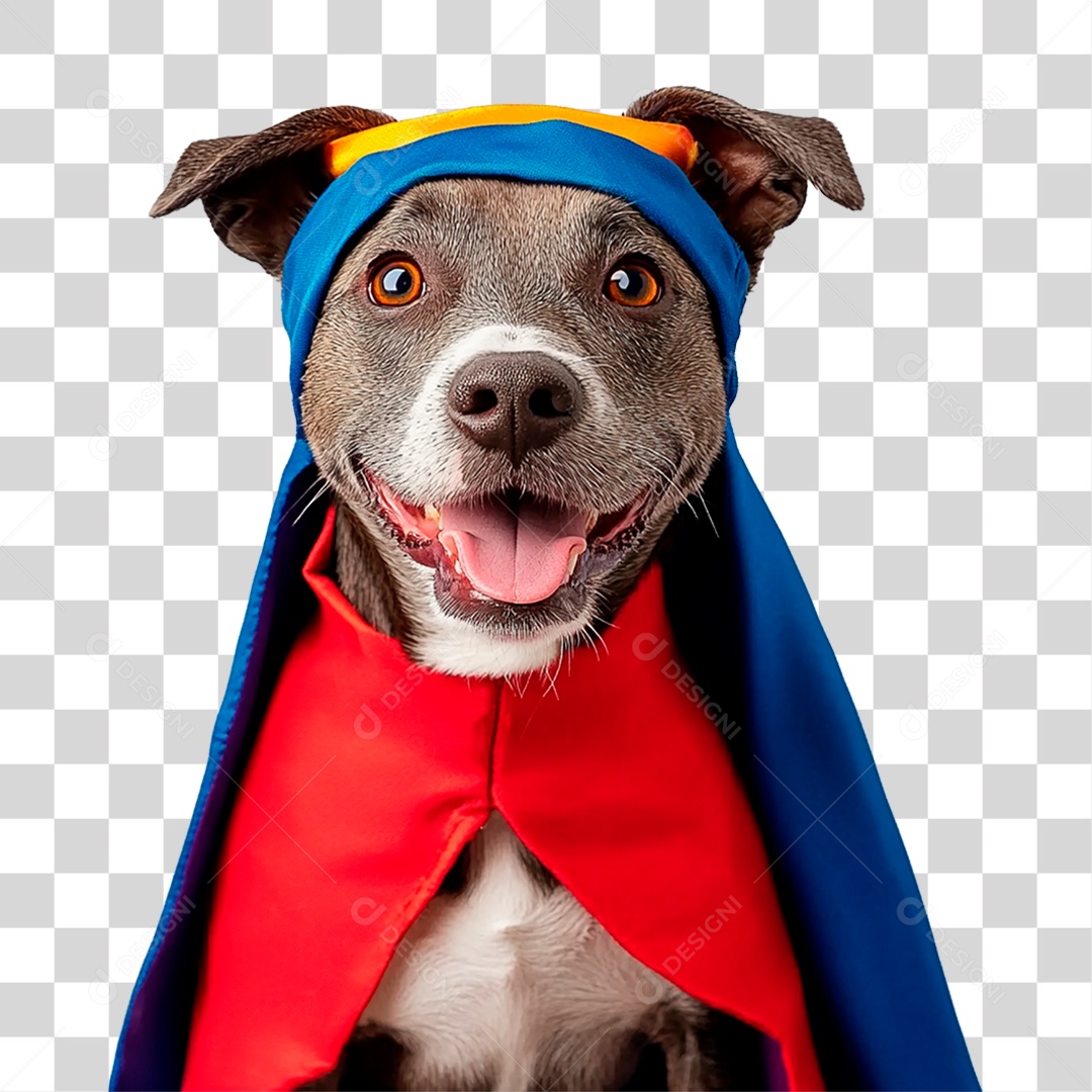 Cachorro com Fantasia de Super Herói PNG Transparente