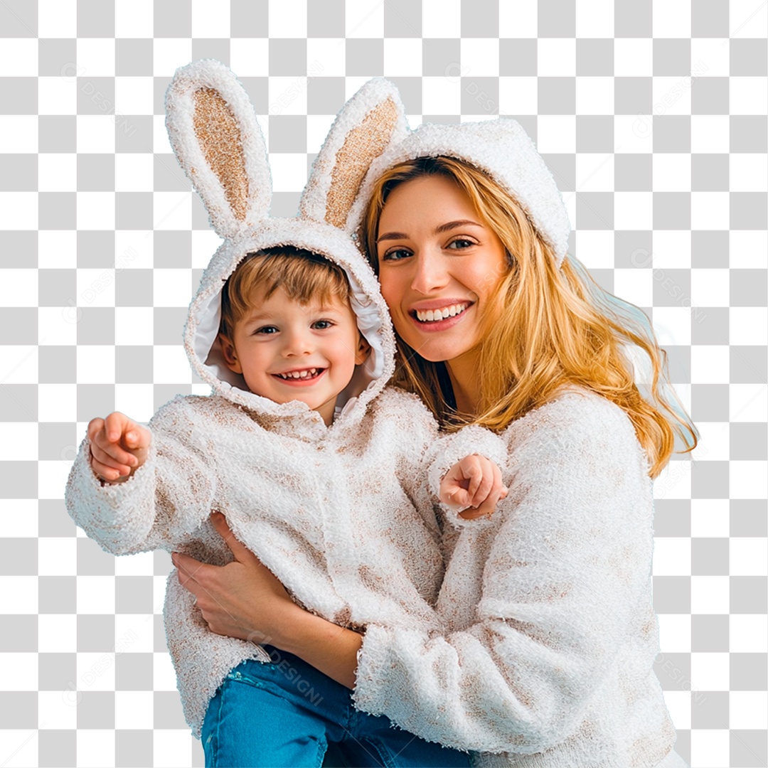 Menino Vestido de Coelho PNG Transparente