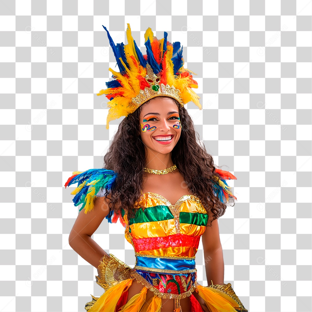 Mulher com Fantasia de Carnaval PNG Transparente