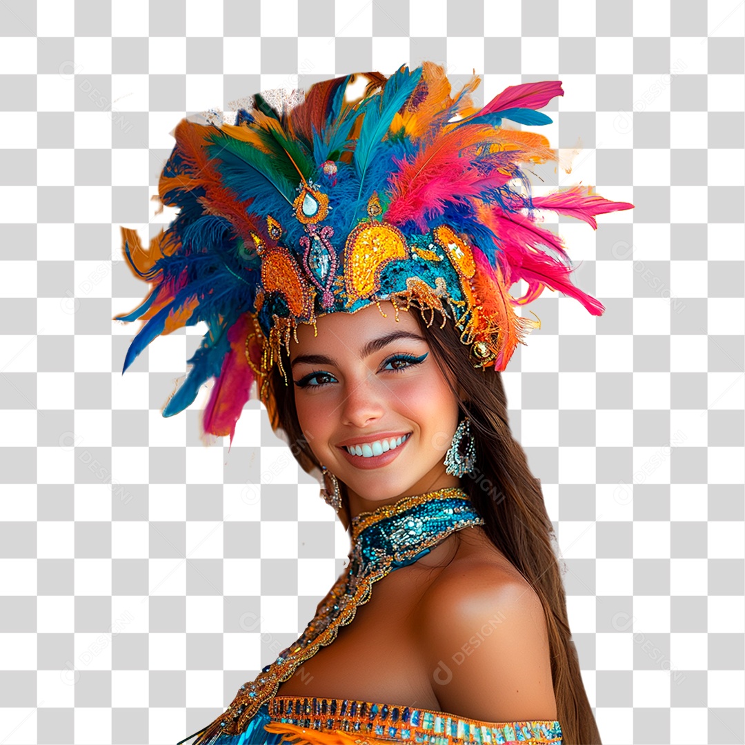 Mulher com Fantasia de Carnaval PNG Transparente