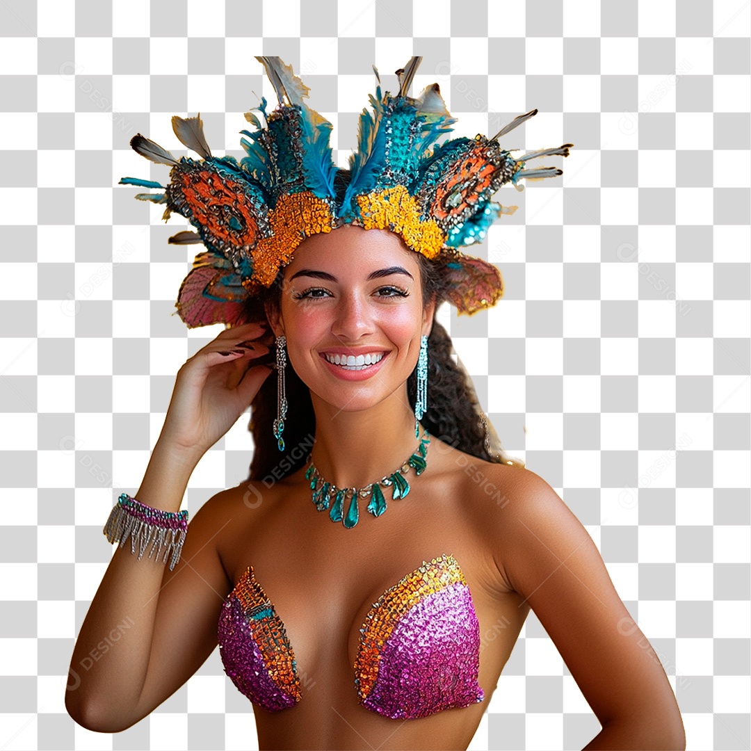 Mulher com Fantasia de Carnaval PNG Transparente