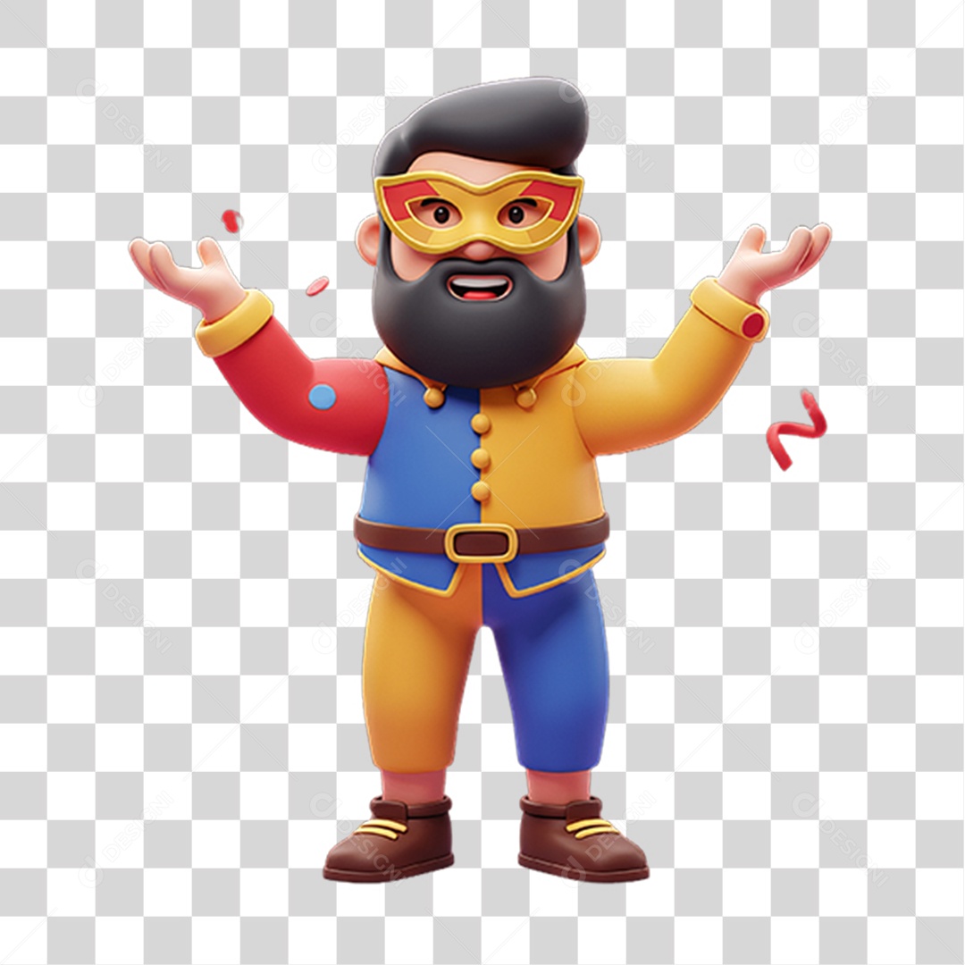 Personagem com Fantasia de Carnaval PNG Transparente