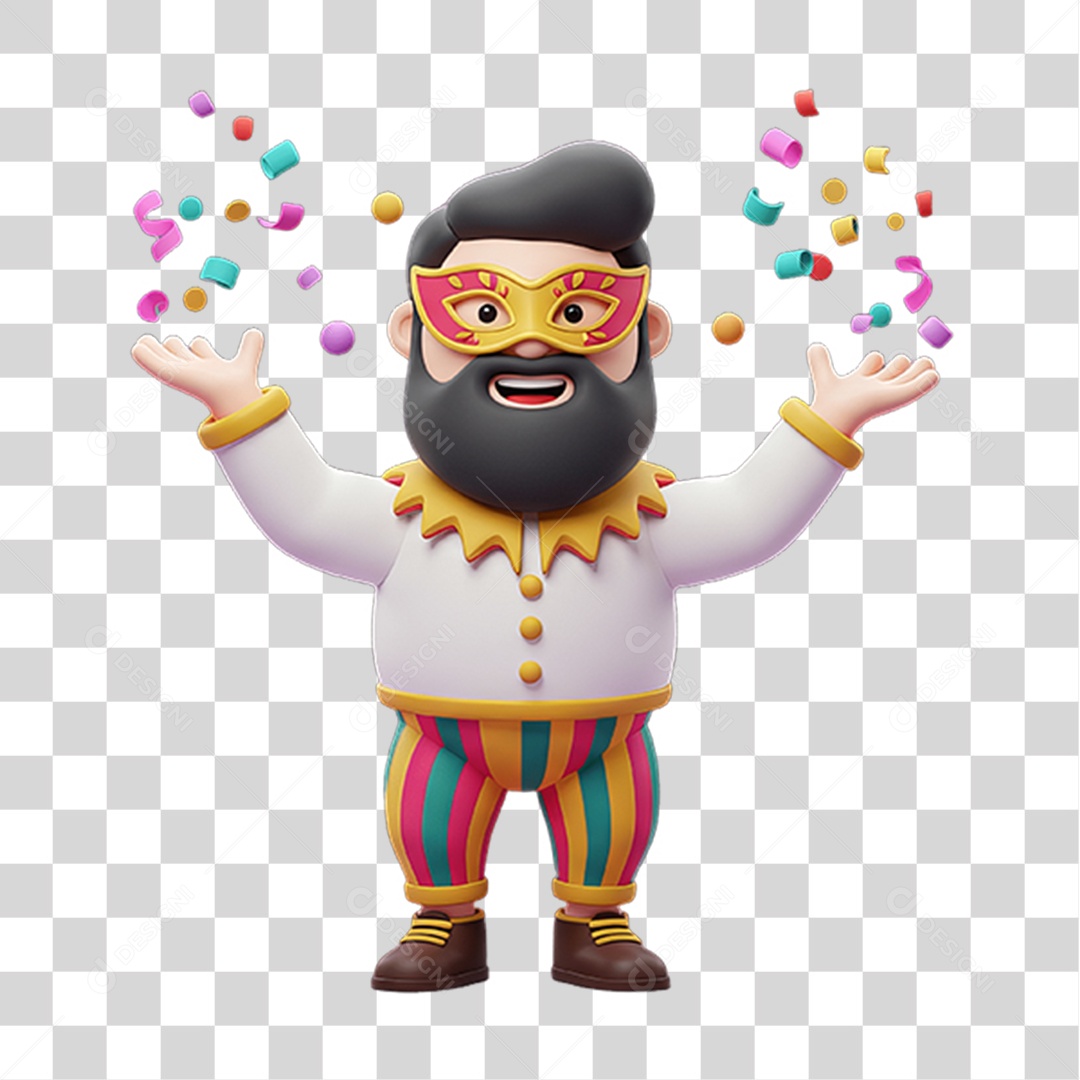 Personagem com Fantasia de Carnaval PNG Transparente
