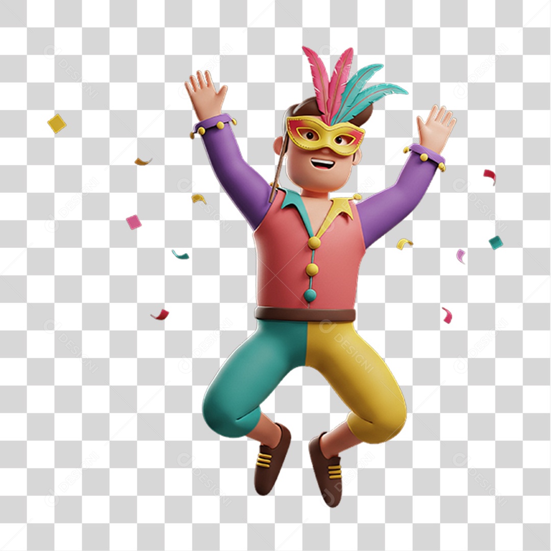Personagem com Fantasia de Carnaval PNG Transparente