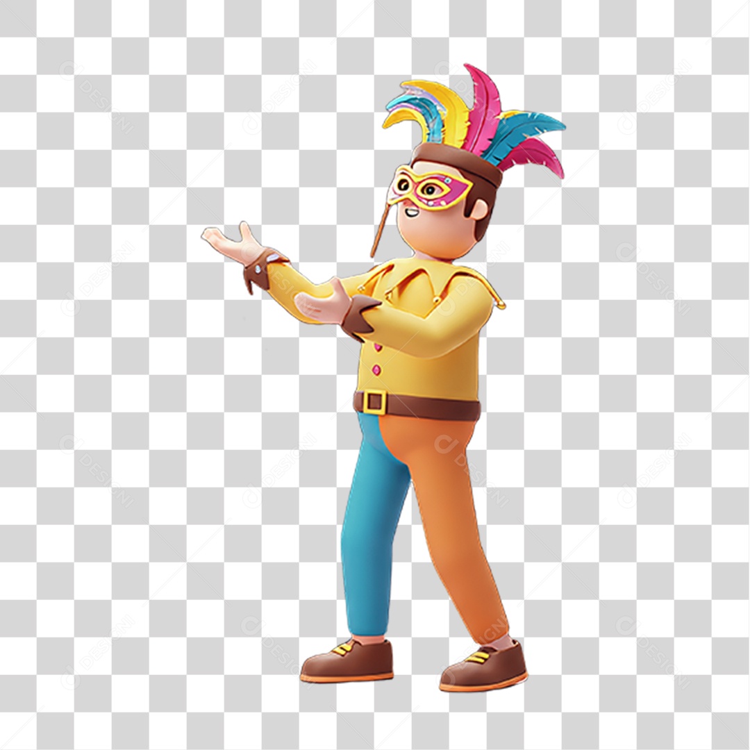 Personagem com Fantasia de Carnaval PNG Transparente