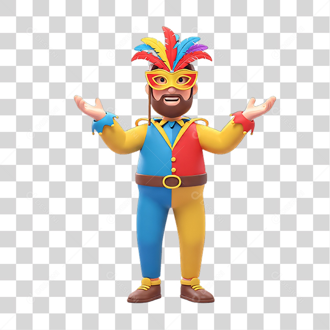 Personagem com Fantasia de Carnaval PNG Transparente