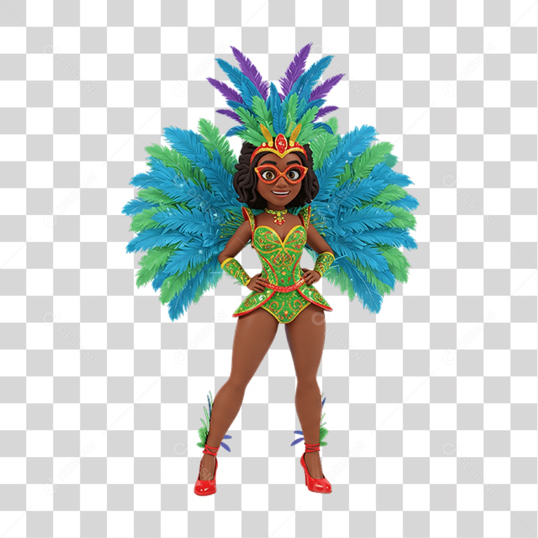 Personagem com Fantasia de Carnaval PNG Transparente