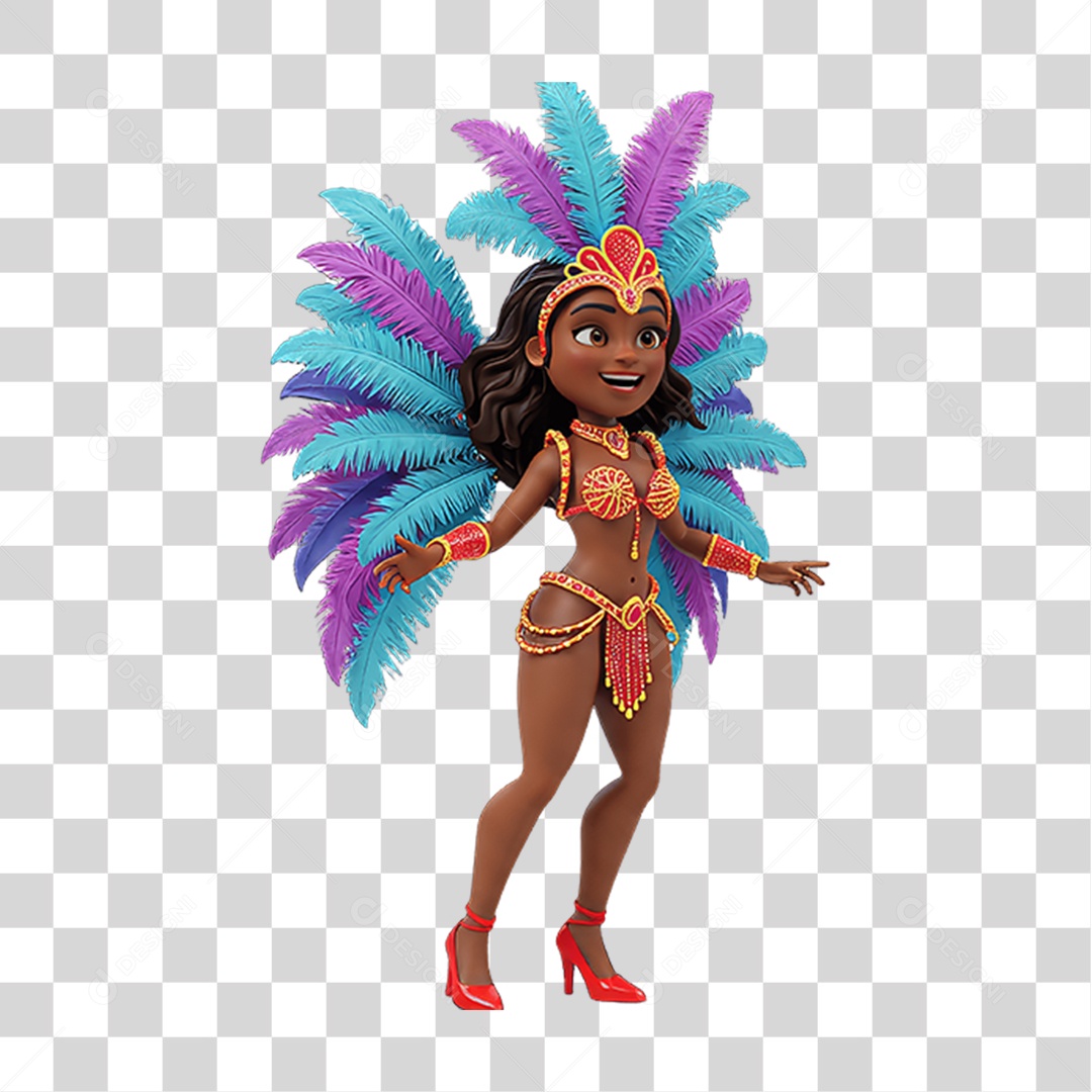 Personagem com Fantasia de Carnaval PNG Transparente