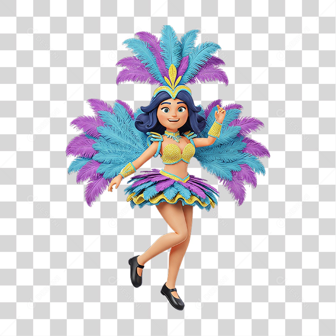 Personagem com Fantasia de Carnaval PNG Transparente