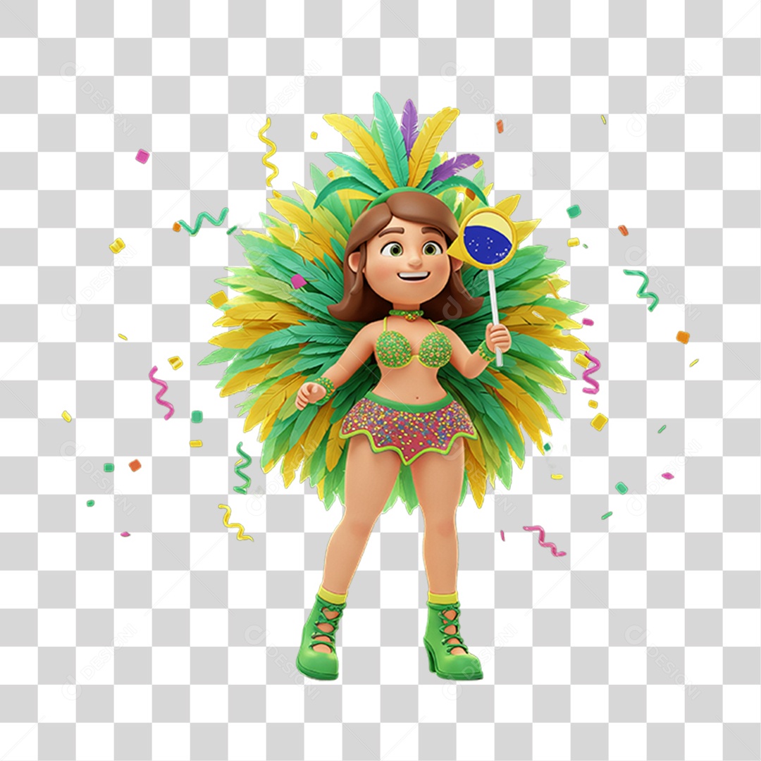 Personagem com Fantasia de Carnaval PNG Transparente