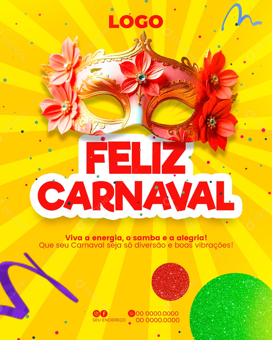 Feliz Carnaval Social Media PSD Editável