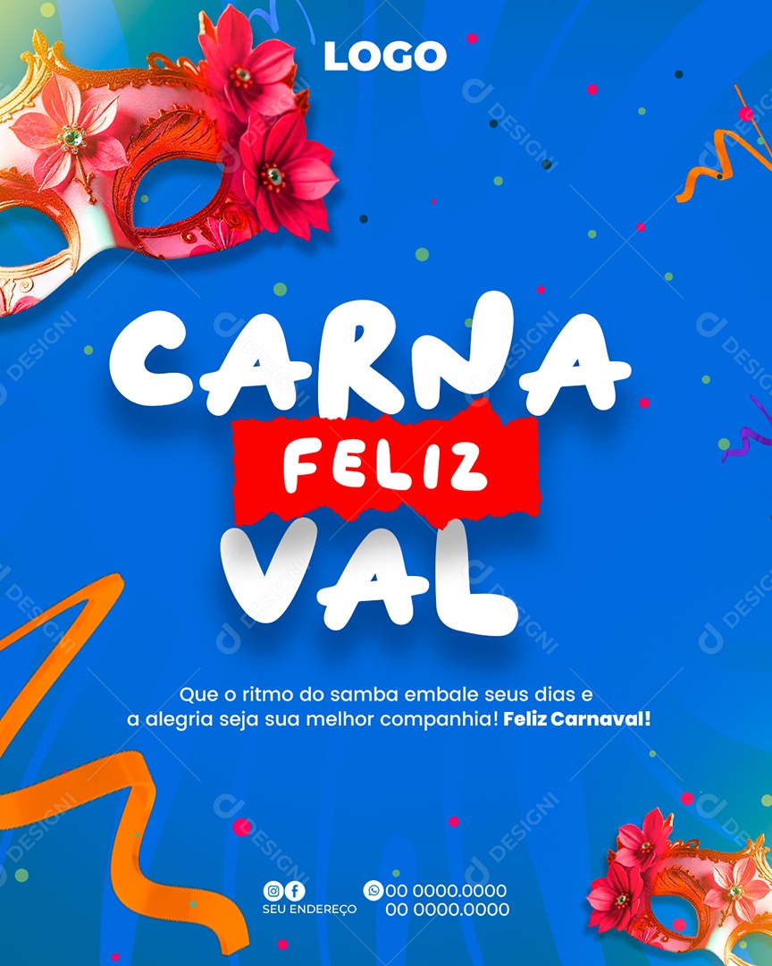 Feliz Carnaval Social Media PSD Editável