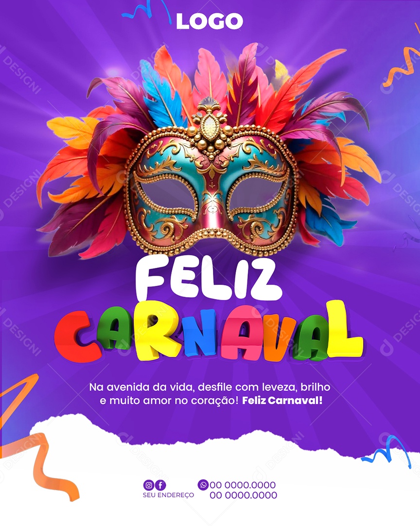 Feliz Carnaval Social Media PSD Editável