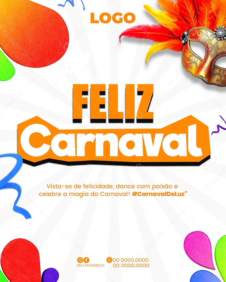 Feliz Carnaval Social Media PSD Editável