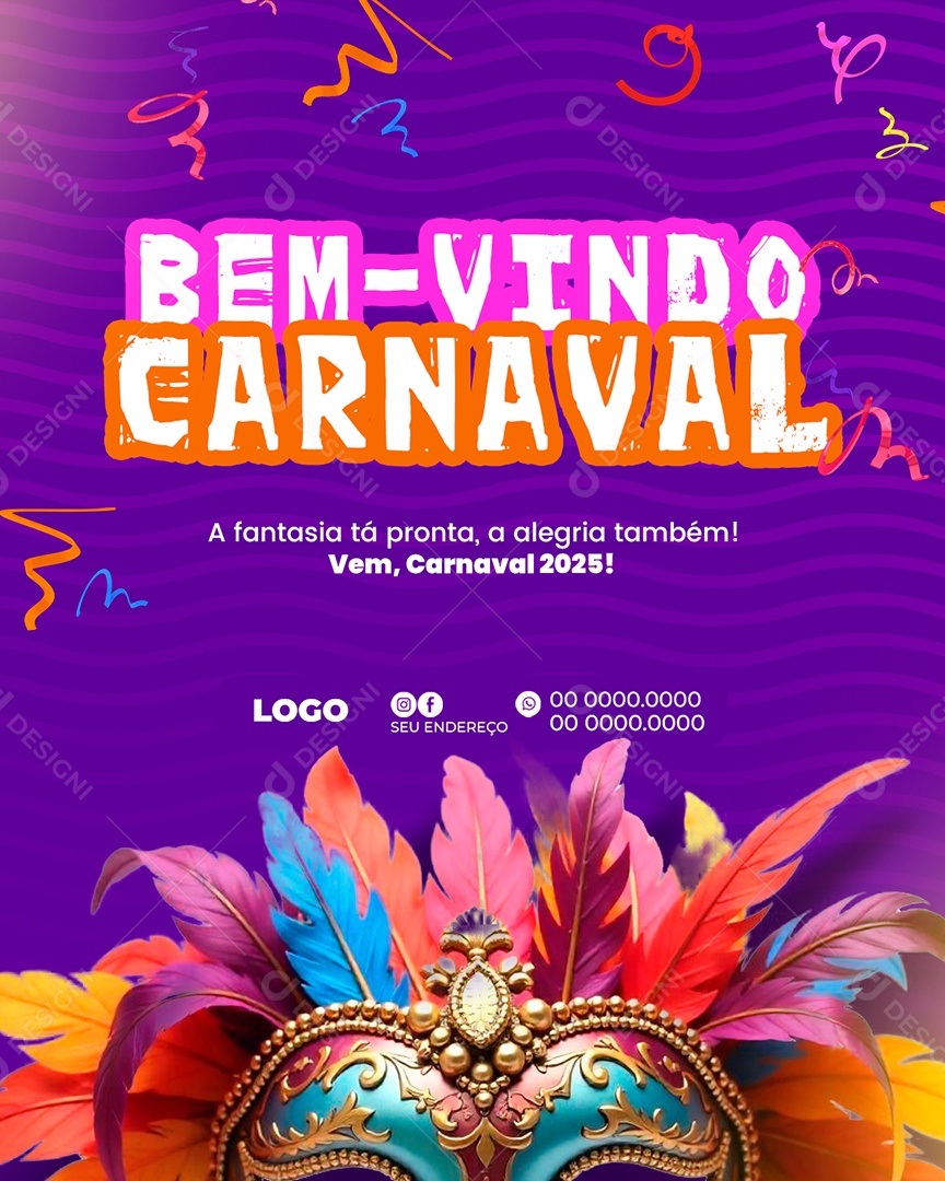 Bem Vindo Carnaval Social Media PSD Editável