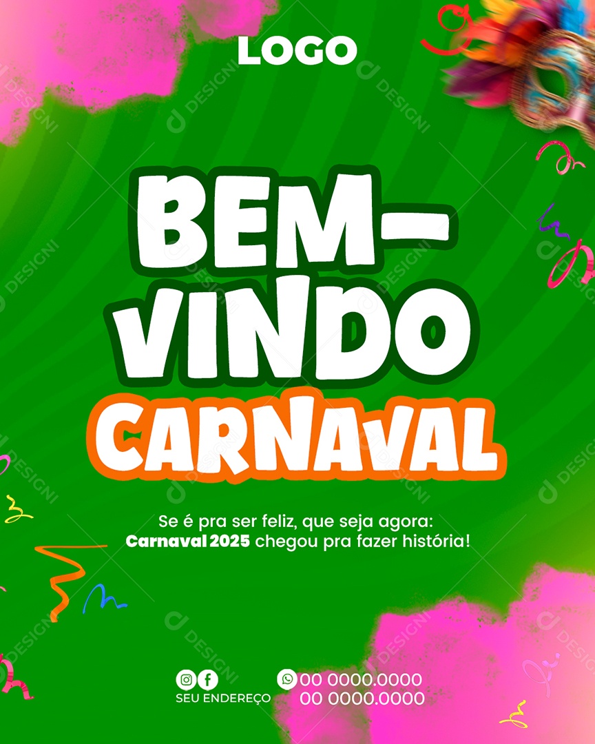 Social Media Bem Vindo Carnaval PSD Editável
