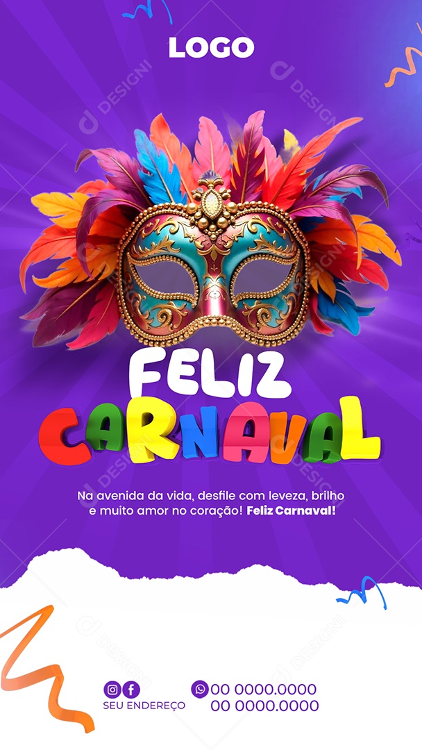 Story Feliz Carnaval Social Media PSD Editável
