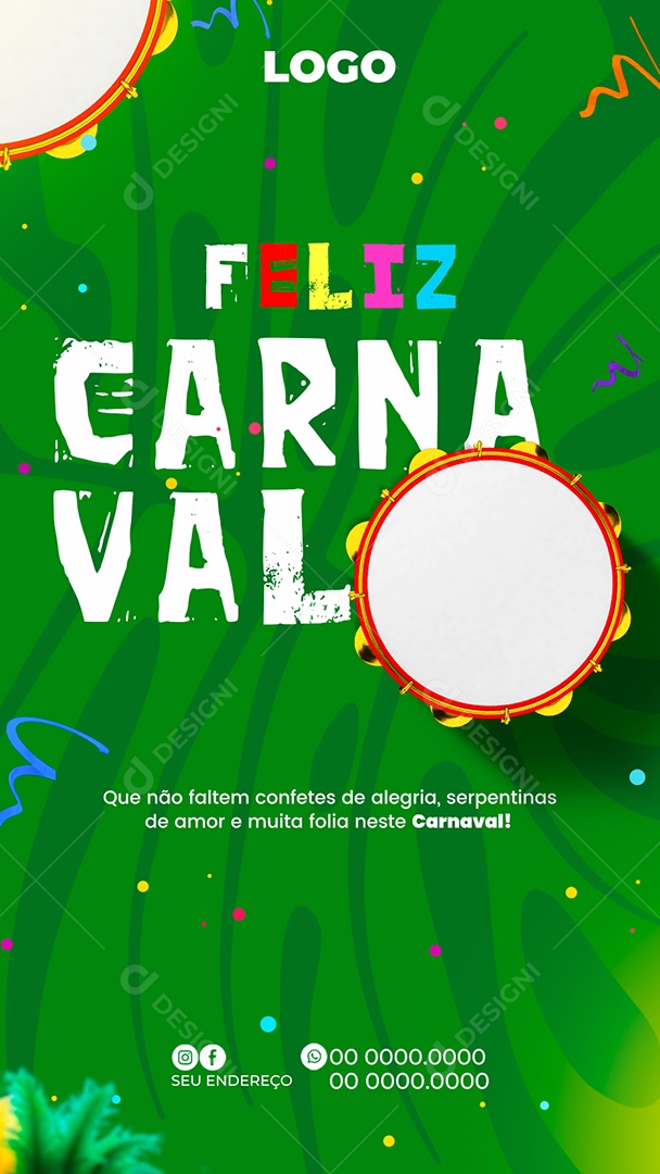 Story Feliz Carnaval Social Media PSD Editável