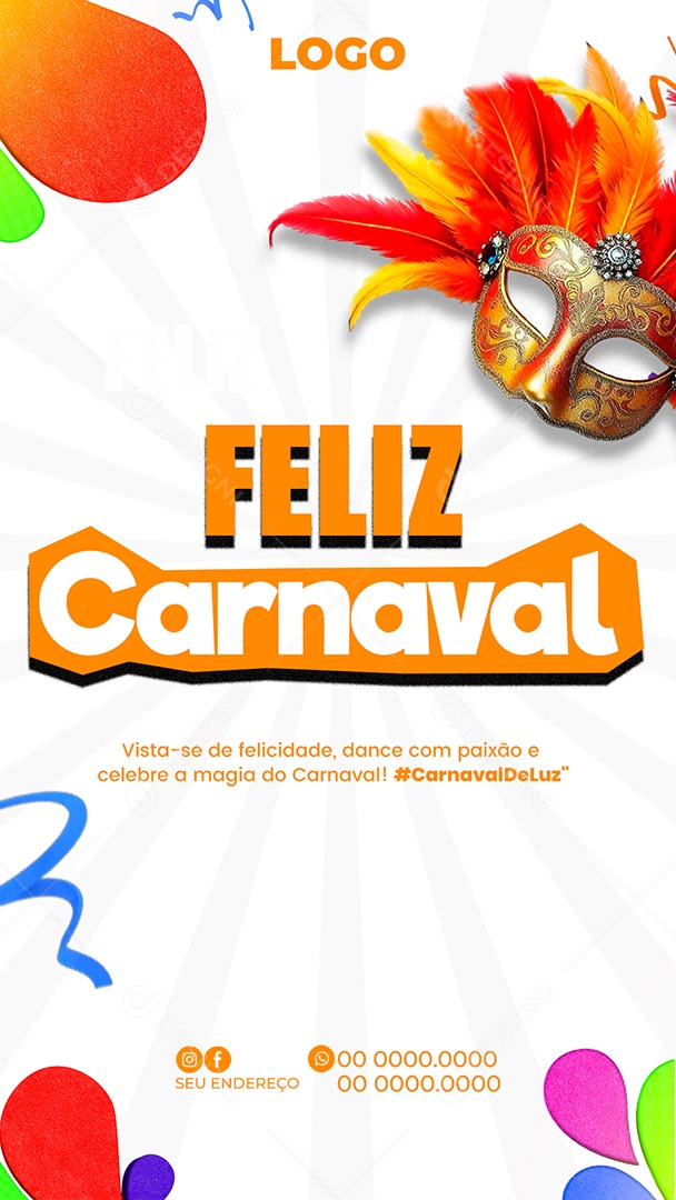 Story Feliz Carnaval Social Media PSD Editável