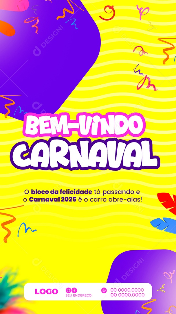 Story Bem Vindo Carnaval Social Media PSD Editável