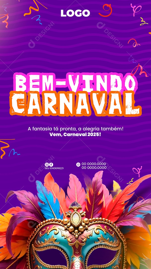 Story Bem Vindo Carnaval Social Media PSD Editável