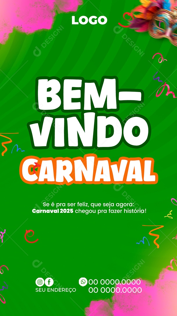 Story Bem Vindo Carnaval Social Media PSD Editável